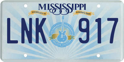 MS license plate LNK917
