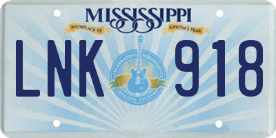 MS license plate LNK918