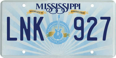 MS license plate LNK927
