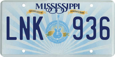 MS license plate LNK936