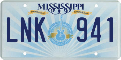 MS license plate LNK941