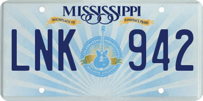 MS license plate LNK942