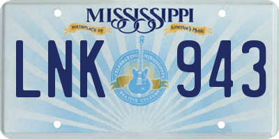 MS license plate LNK943