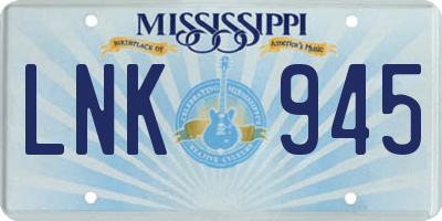 MS license plate LNK945