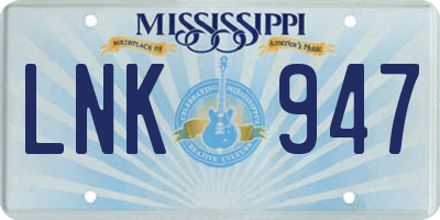 MS license plate LNK947
