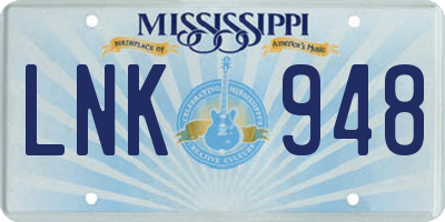 MS license plate LNK948