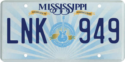 MS license plate LNK949