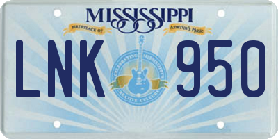 MS license plate LNK950