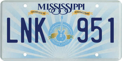 MS license plate LNK951