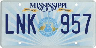 MS license plate LNK957