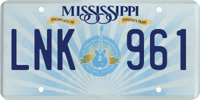 MS license plate LNK961