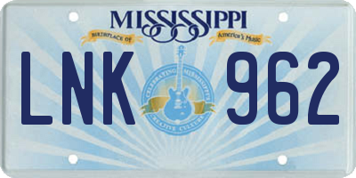 MS license plate LNK962