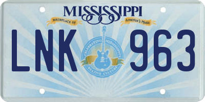 MS license plate LNK963