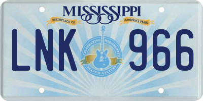 MS license plate LNK966