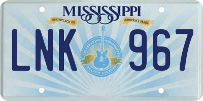 MS license plate LNK967
