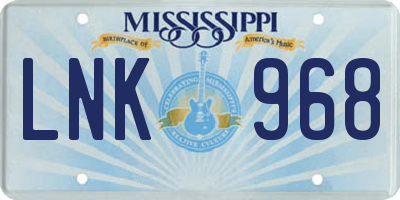 MS license plate LNK968