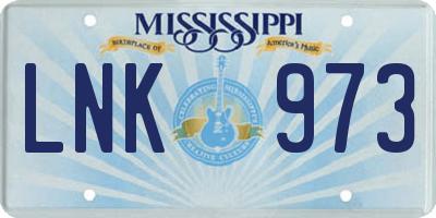 MS license plate LNK973