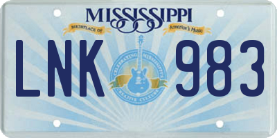 MS license plate LNK983