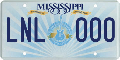 MS license plate LNL000