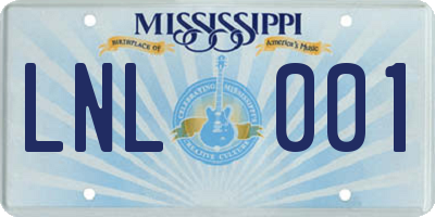 MS license plate LNL001