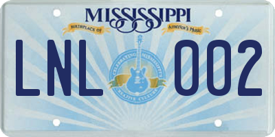 MS license plate LNL002