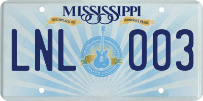 MS license plate LNL003