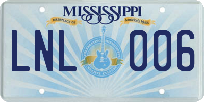 MS license plate LNL006