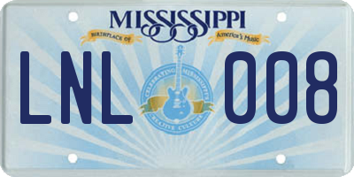 MS license plate LNL008