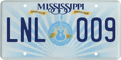 MS license plate LNL009