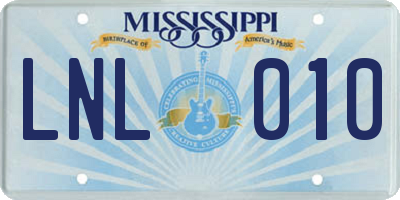 MS license plate LNL010