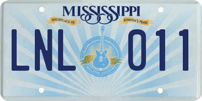MS license plate LNL011