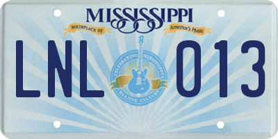 MS license plate LNL013