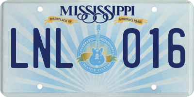 MS license plate LNL016