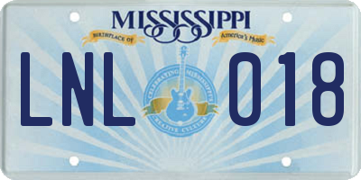 MS license plate LNL018