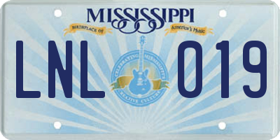 MS license plate LNL019
