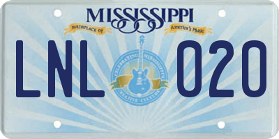 MS license plate LNL020