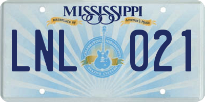 MS license plate LNL021