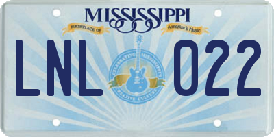 MS license plate LNL022