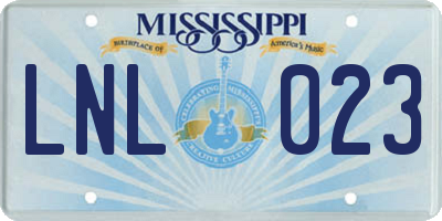 MS license plate LNL023