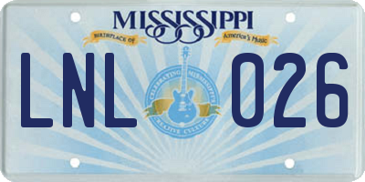 MS license plate LNL026