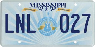 MS license plate LNL027