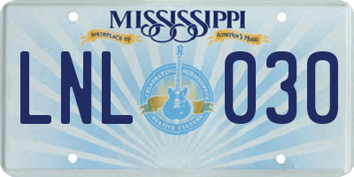 MS license plate LNL030