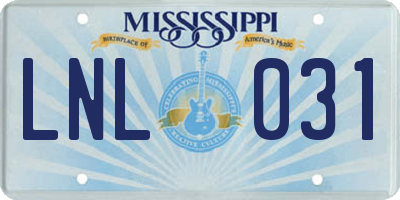 MS license plate LNL031