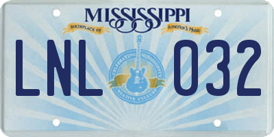 MS license plate LNL032