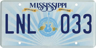 MS license plate LNL033