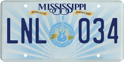 MS license plate LNL034