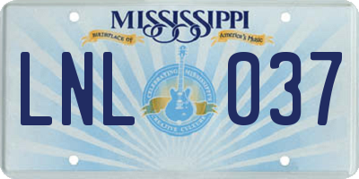 MS license plate LNL037
