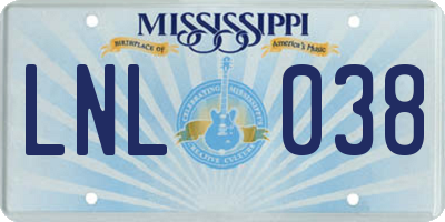 MS license plate LNL038
