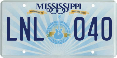 MS license plate LNL040