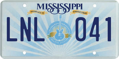 MS license plate LNL041